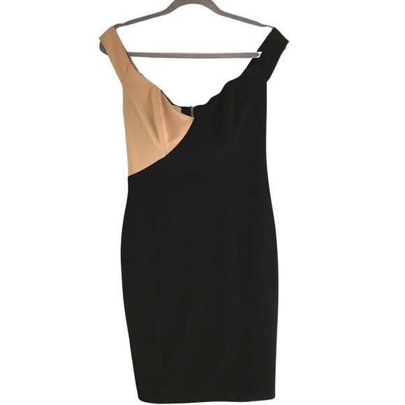 House of CB | Rodene Two-Tone Black & Tan Dress | Size Medium - Picture 4 of 6